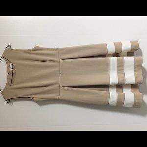 Calvin Klein Tan and White Knee Length Dress
